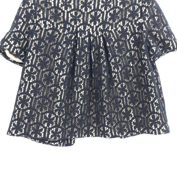 Milly Blazer Formal Short Sleeve Cape Floral Lace Overlay Open Cotton Blk Sz 10 - Picture 7 of 11